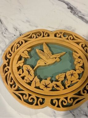 Wood Hummingbird Floral Wall Art Cottagecore Boho Nature Decor